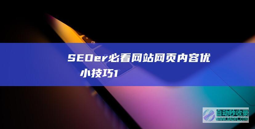 SEOer必看：网站网页内容优化小技巧（1）