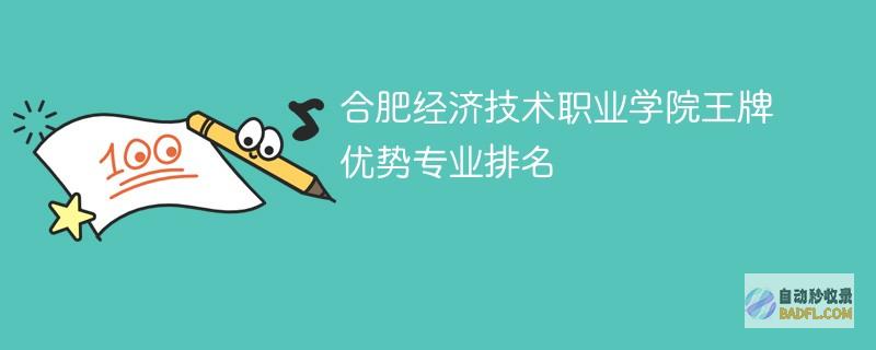 合肥经济技术职业学院王牌优势专业排名2024