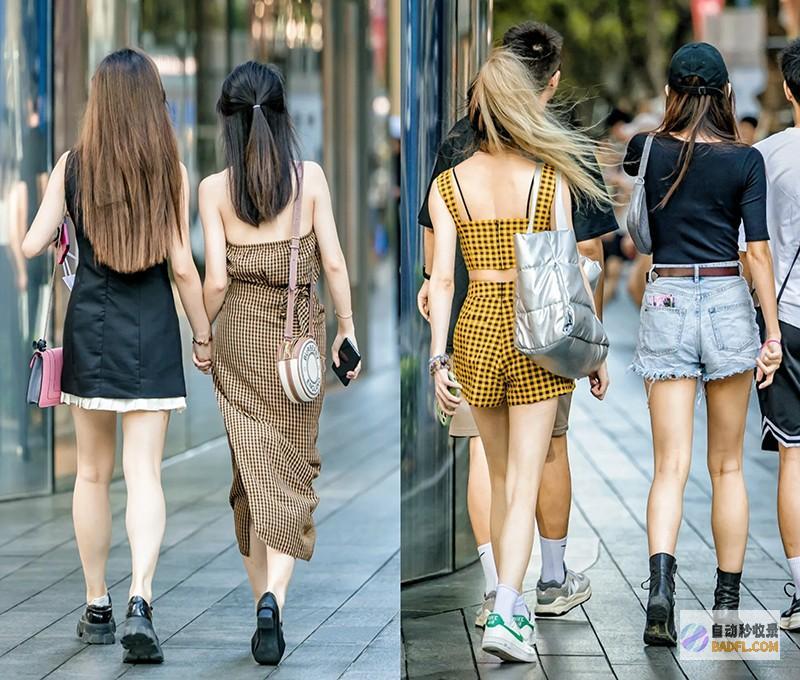 上街爱穿短裙土气回头率高短裤被女生冷