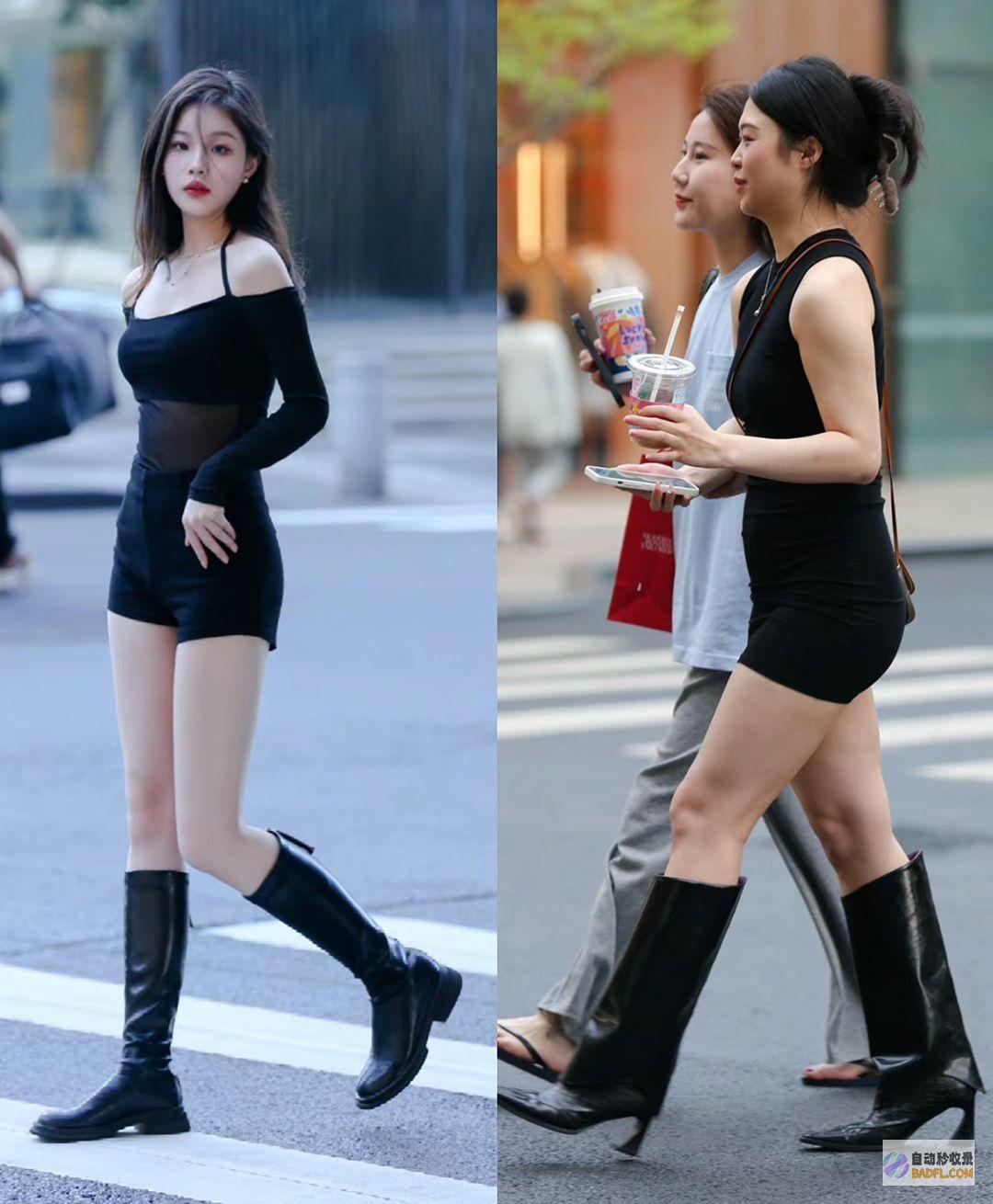 上街爱穿短裙土气回头率高短裤被女生冷