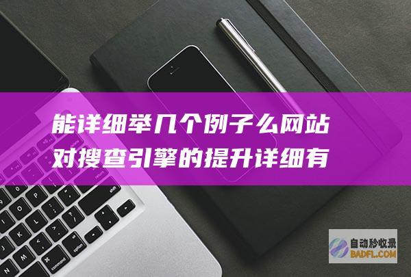 能详细举几个例子么 网站对搜查引擎的提升详细有哪些方法呢 (举一个具体例子)