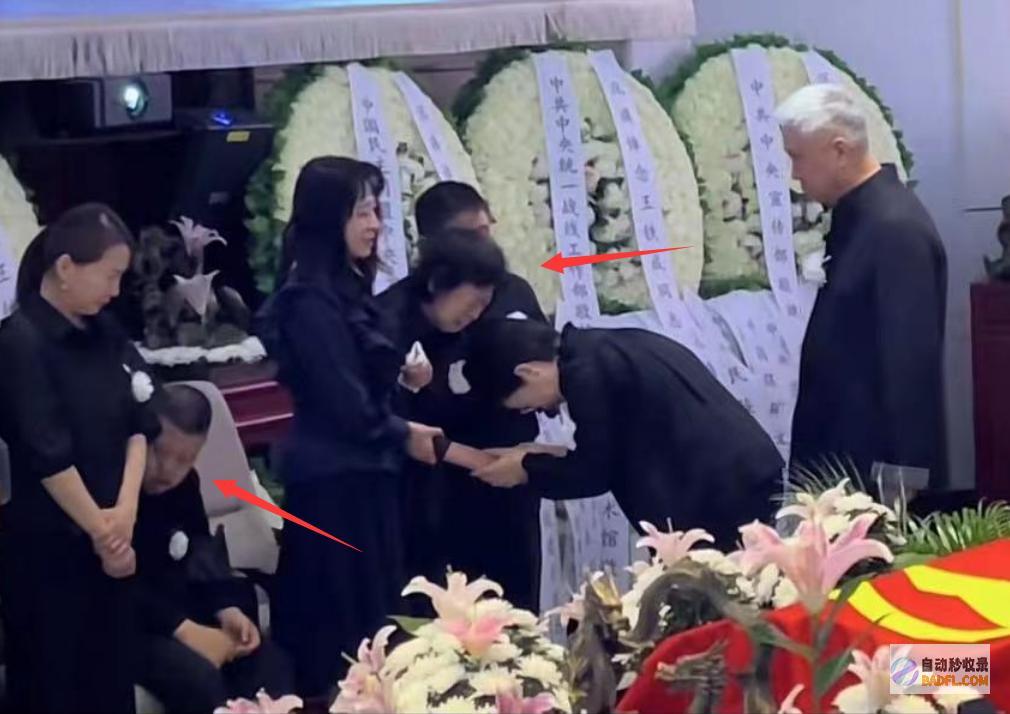妻子哭肿双眼被人扶持王铁成遗体告别仪式儿子坐