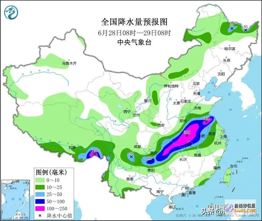 暴雨散布如下当天夜间至6月28日天气预告本轮强