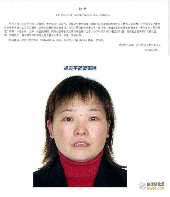 见义勇为典范 名称 市民胡友平因见义勇为不幸离世 政府追授其 (见义勇为典范李嘉浩)