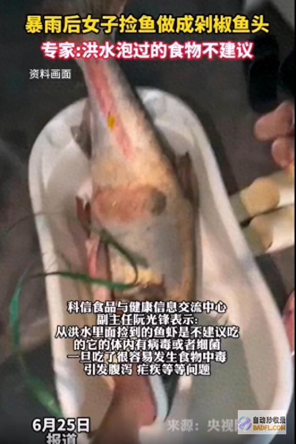 男性暴雨后捡40斤重的大鱼回家 洪水泡过 不倡导食用 专家 (暴雨后一周男子趟水回家)