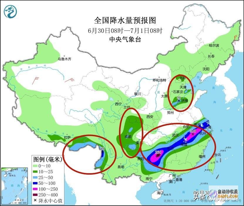 暴雨散布如下本轮强降雨情势大变当天夜间至7月1