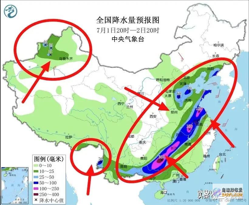 暴雨散布如下强降雨高温核心已定当天夜间至7月4