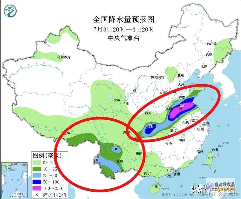 暴雨散布如下强降雨高温核心已定当天夜间至7月4