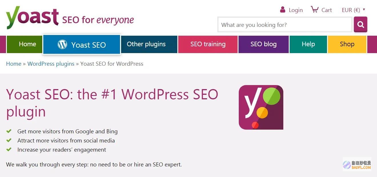Yoast SEO：Yoast SEO 是一款针对 WordPress 网站的流行 SEO 插件。它提供页面优化、XML 网站地图生成和社交媒体集成等功能。(yoastseo设置中文)