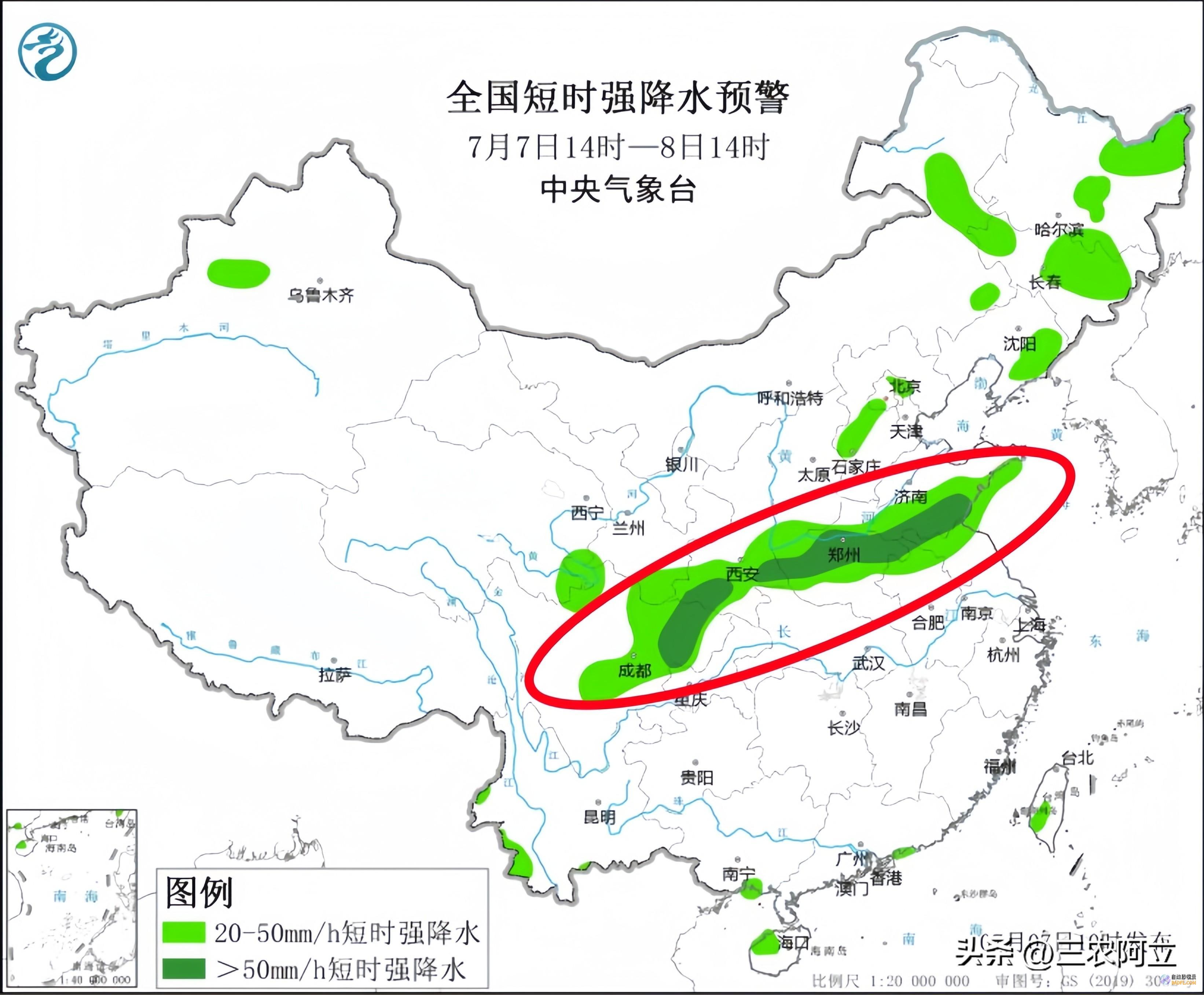 暴雨散布如下强降雨高温核心已定当天夜间至7月8