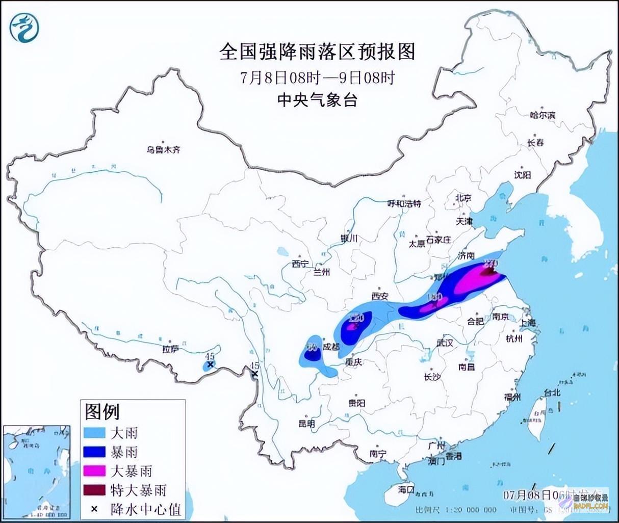 8日强降雨带出现变动暴雨和大暴雨核心如下812强