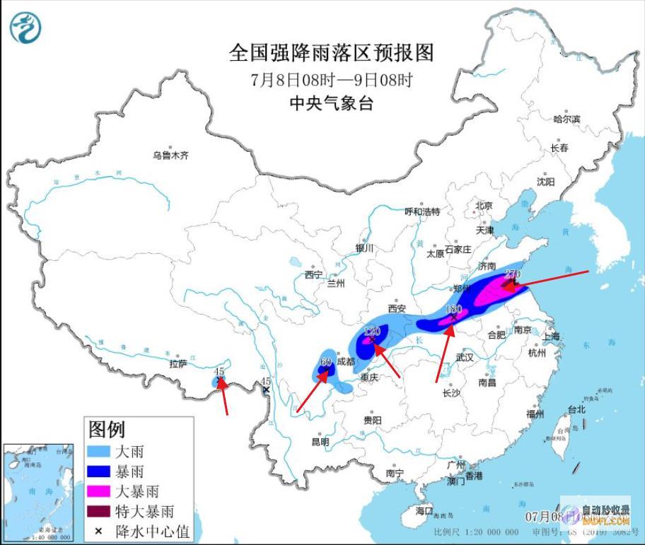 暴雨高温散布如下新一轮强降雨核心确定今天至7