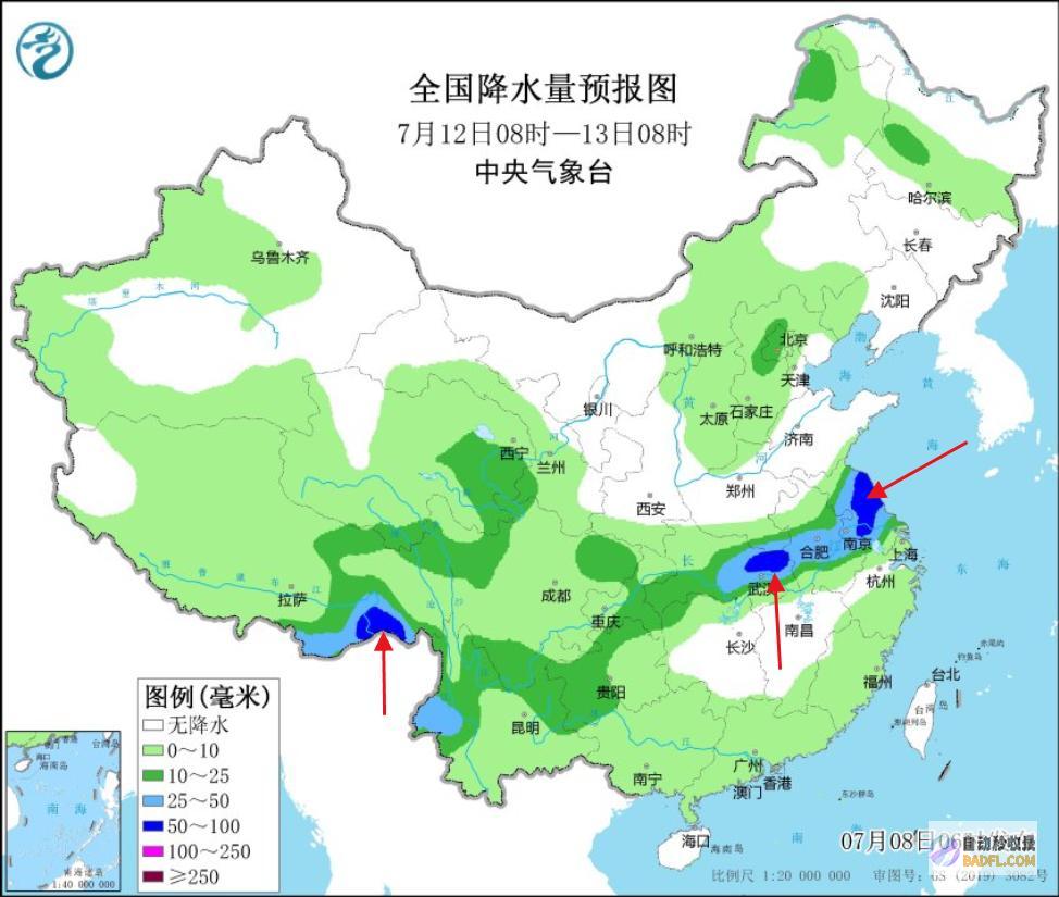 暴雨高温散布如下新一轮强降雨核心确定今天至7