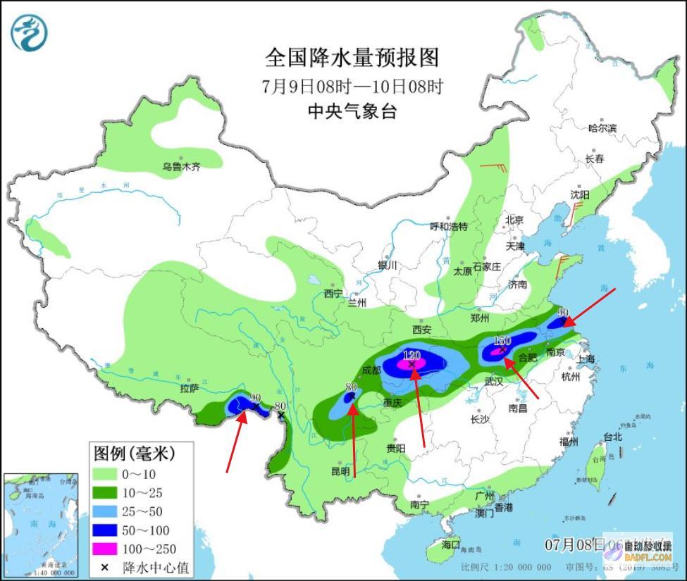 暴雨高温散布如下新一轮强降雨核心确定今天至7