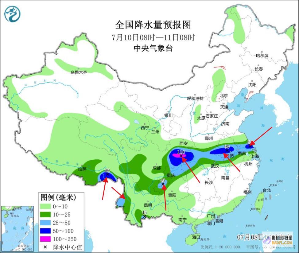 暴雨高温散布如下新一轮强降雨核心确定今天至7