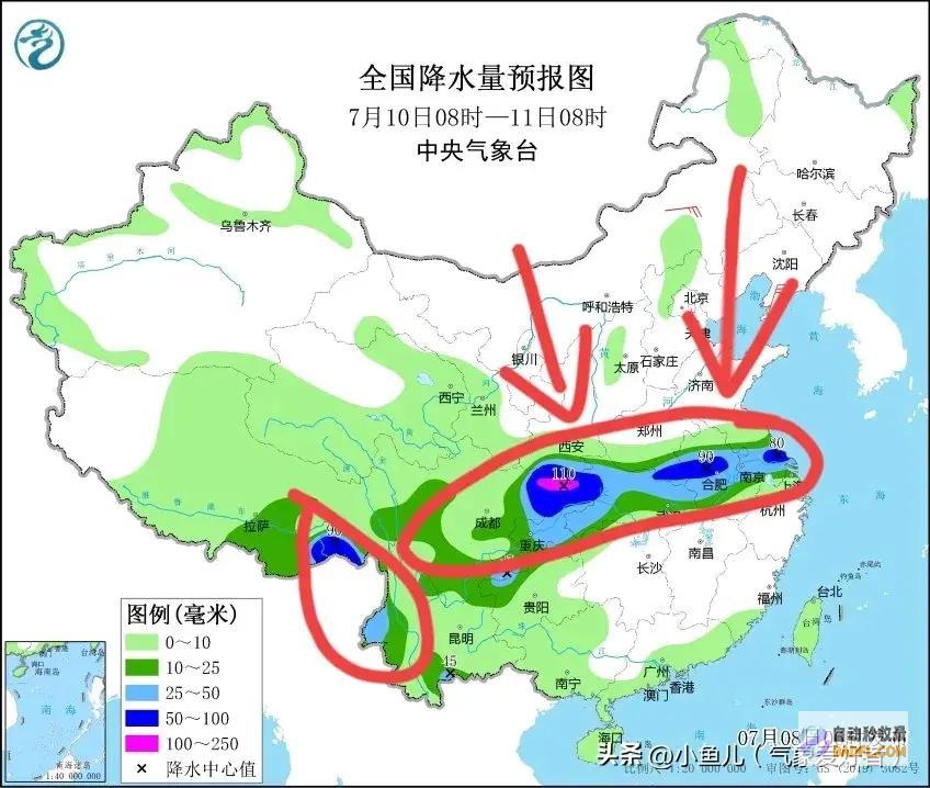 明日7月9号天气新一轮强降雨核心已定大雨暴雨散