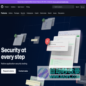 Features · Security · GitHub