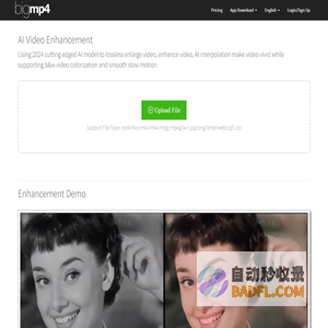 人工智能视频无损放大, 使用2024年最先进人工智能 AI 模型，能将视频无损高清放大、增强画质、智能补帧使画面丝滑流畅栩栩如生同时支持黑白视频上色和慢动作