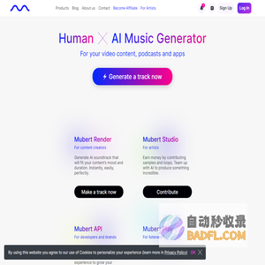 Mubert - Thousands of Staff-Picked Royalty-Free Music Tracks for Streaming, Videos, Podcasts, Commercial Use and Online Content