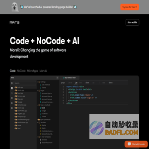 MarsX is a dev tool that unites AI, NoCode, Code and MicroApps